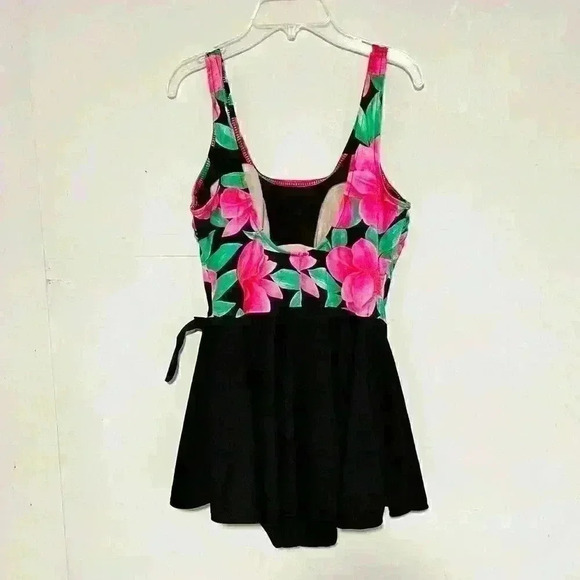 Vintage Sea Fair Beach Floral Side Tie One Piece Summer Swimsuit Skirt USA Small - Picture 2 of 10